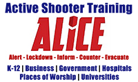 Active Shooter Training ALICE Alert Lockdown Inform Counter Evacuate K-12 | Business | Government | Hospitals | Places of Worship | Universities Logo